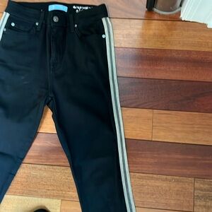 Black Pants with Silver Stripes